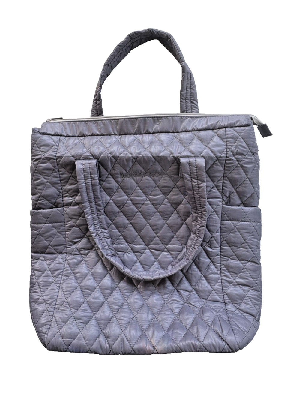 Roberto Coin Gray Diamond Quilted Nylon Tote Bag